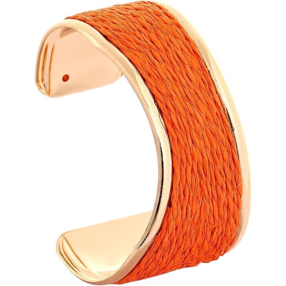 Raffia Wave Cuff Bracelet Women Boho Handmade Tropical Summer Beach Jewelry